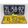 Image 1 : 1961 & 1972 ALBERTA LICENSE PLATES.