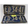 Image 1 : MATCHING PAIR OF 1970 ALBERTA LICENSE PLATES.