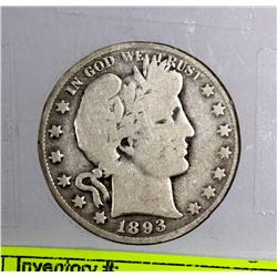 1893 O BARBER U.S.A. SILVER HALF DOLLAR
