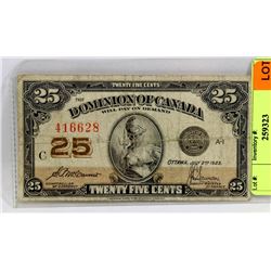 1923 CANADIAN SHINPLASTER.