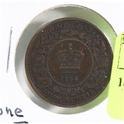 1864 NOVA SCOTIA ONE CENT COIN.