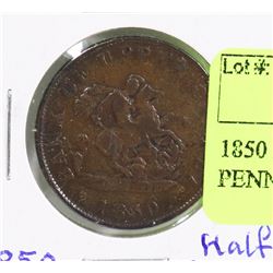 1850 BANK OF UPPER CANADA HALF PENNY.