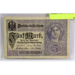 GERMAN WWI 1917 BANK NOTE.