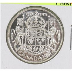 1951 CANADIAN GEORGE VI SILVER 50 CENT COIN.