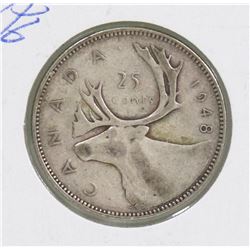 1948 CANADIAN KEY DATE GVI 25 CENT COIN