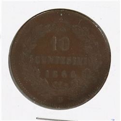 1866 ITALY 10 CENTESIMI COIN
