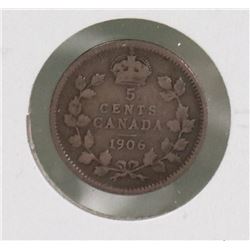 1906 CANADIAN EDWARD VII 5 CENT COIN
