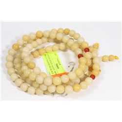 CREAM WHITE AGATE 108 BEAD MALA PRAYER NECKLACE