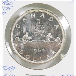1965 CANADIAN GEM UNC LARGE BEADS POINTED 5 SILVER $1 COIN