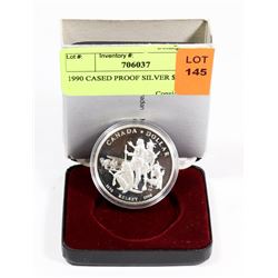 1990 CANADIAN CASED PROOF SILVER $1 COIN