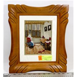 WOOD FRAMED CROSS STITCH PICTURE