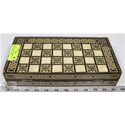 CHESS AND BACKGAMMON SET, WITH MOTHER OF  PEARL