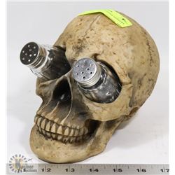 SKULL SALT AND PEPPER SHAKERS IN HEAD