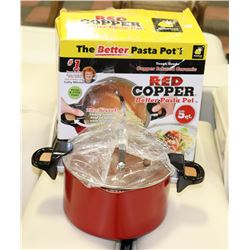 5 QUART RED COPPER PASTA POT
