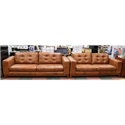 NEW RUSTIC BROWN LEATHERETTE 90" SOFA W/ 78" LOVE