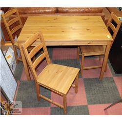 SOLID PINE DINING TABLE AND 4 CHAIRS