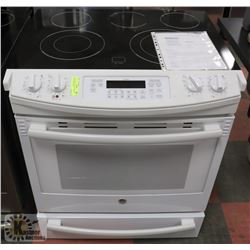 GE 30" SLIDE IN CLEAN DESIGN ELECTRIC RANGE.