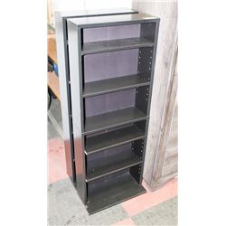 SET OF 2 BLACK MEDIA/DISPLAY 6-SHELF