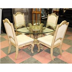 DELUXE CARVED STYLE PEDESTAL TABLE WITH GLASS