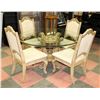 Image 1 : DELUXE CARVED STYLE PEDESTAL TABLE WITH GLASS