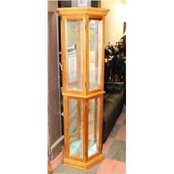 WOODEN GLASS CURIO CABINET, 24"X11"X70.5".