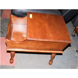 SOLID MAPLE STORAGE END TABLE, 17.5"X26"X24".