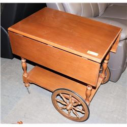 SOLID WOOD DROP LEAF TEA CART.