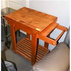 ROLLING BUTCHER BLOCK ISLAND COMPLETE WITH KNIFE