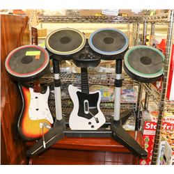 GUITAR HERO DRUMSET & 2 GUITARS (1 IS FENDER)