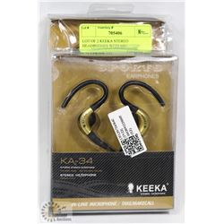 LOT OF 2 KEEKA STEREO HEADPHONES WITH MIC.
