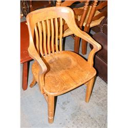 VINTAGE OAK BANKERS ARM CHAIR, MADE IN CANADA
