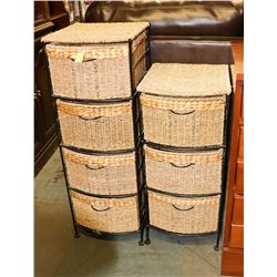 PAIR OF WICKER STORAGE ORGANIZERS.