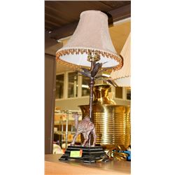 BROWN METAL SAFARI STYLE LAMP W/CAMEL