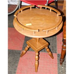 SOLID WOOD END TABLE, 20" DIAMETER X 25.5"H.