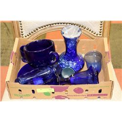 FLAT OF BLUE COLLECTIBLE GLASS