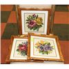 Image 1 : LOT OF 3 WOOD FRAMED CROSS STITCH FLOWERS