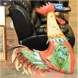 42" HIGH METAL ROOSTER FIGURE.