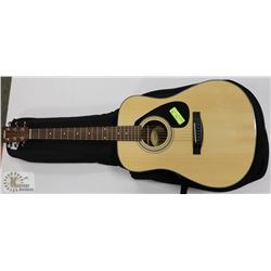 YAMAHA 325D NATURAL GUITAR WITH SOFT CASE.