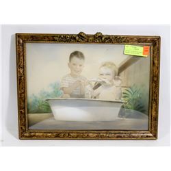 ANTIQUE CONVEX PICTURE AND FRAME CURVED GLASS