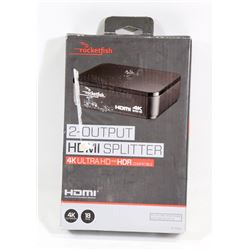 NEW ROCKETFISH 2 OUTPUT HDMI SPLITTER 4K ULTRA