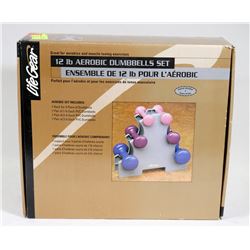 NEW 12 LBS AEROBIC DUMBELL SET WITH STAND