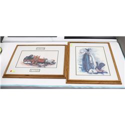 GROUP OF 2 OAK FRAMED GOLF PICTURES.