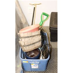 TOTE OF ASSORTED GARDENING EQUIPMENT