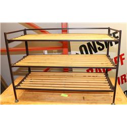 3-TIER METAL & BAMBOO SHOE RACK -