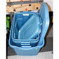 LOT OF 4 RUBBERMAID STORAGE TOTES