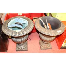 PAIR OF CAST IRON PLANTERS WITH BUTTERFLY