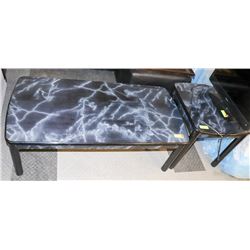 FAUX MARBLE COFFEE TABLE WITH SIDE TABLE