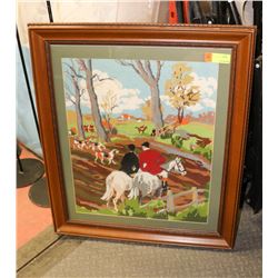 ESTATE FRAMED NEEDLE POINT HORSE PICTURE.