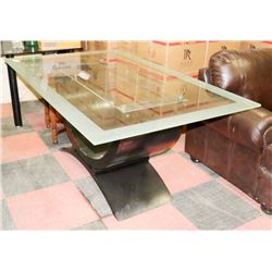 GLASS TOP DINING TABLE 42"X67" WITH MISMATCHED
