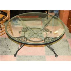 ROUND METAL AND GLASS COFFEE TABLE 40" DIAMETER X